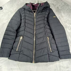 Laundry By Shelli Segal Puffer Coat Women's S Black Hooded Water Resistant